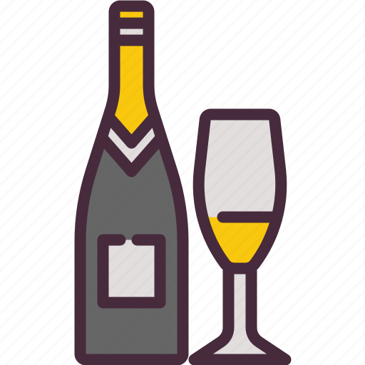 Champagne, bottle, drink, celebration, beverage, glass, party icon - Download on Iconfinder