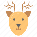 reindeer, christmas, animal, horns, antler, elk, head