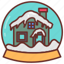 snow, globe, snowy, scenes, winter, decor, house, hut
