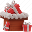 chimney, christmas, new year, tree, gift, snow, holiday, santa, celebration