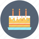 anniversary, birthday, cake, candles, celebration, dessert, party icon