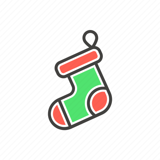 Christmas, gift, line, present, sock, thin icon - Download on Iconfinder