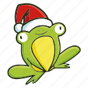 frog, funny, xmas, christmas, celebration, santa, decoration