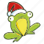 frog, funny, xmas, christmas, celebration, santa, decoration 