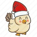 hen, xmas, christmas, celebration, santa, chicken, decoration
