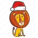 lion, sit, xmas, christmas, santa, celebration, decoration