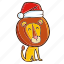 lion, sit, xmas, christmas, santa, celebration, decoration 