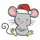 mouse, sit, xmas, christmas, celebration, santa, decoration