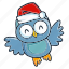 owl, blue, xmas, christmas, celebration, santa, decoration 