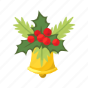winter, mistletoe, flat, icon, christmas, bells, season, jingle, bell