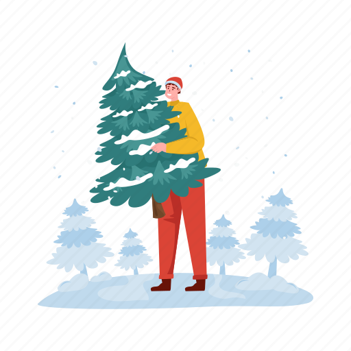 Pine tree, xmas, christmas, winter, snow, celebration, holiday illustration - Download on Iconfinder