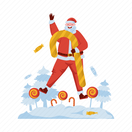 Santa, claus, candy, xmas, christmas, winter, holiday illustration - Download on Iconfinder