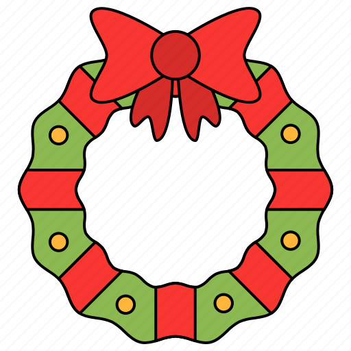 Wreath, ribbon, decoration, christmas, xmas icon - Download on Iconfinder