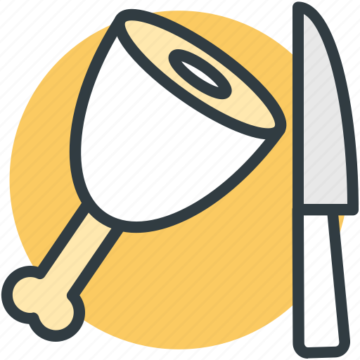Chicken piece, food, knife, leg piece, thigh meat icon - Download on Iconfinder