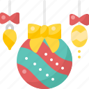 ball, bulb, christmas, decoration, ornament, ribbon, winter