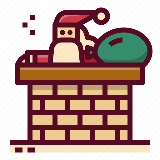 Christmas, santa, gift, fireplace, chimney icon - Download on Iconfinder