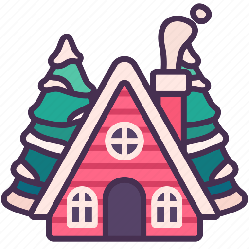 Cabin, christmas, holiday, house, snow, trees, wooden icon - Download on Iconfinder