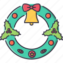 bell, christmas, cone, new, winter, wreath, year