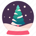 christmas, globe, holiday, new year, pine, snow, tree