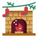 christmas, brick, fireplace, xmas, winter