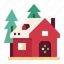 building, cabin, christmas, home, house