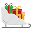 xmas, box, gift, christmas, sled 