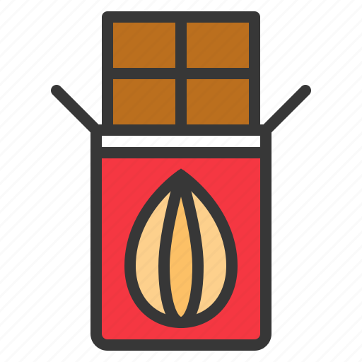 Almond, chocolate, chocolate bar, christmas, food icon - Download on Iconfinder