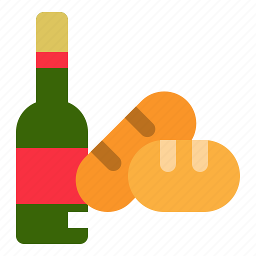 Bottle, bread, food, wine, xmas icon - Download on Iconfinder