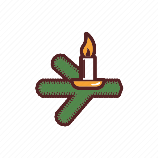 Branch, burning, candle, christmas, christmas tree, decoration icon - Download on Iconfinder