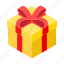 christmas, decoration, gift, holiday, isometric, present, yellow 