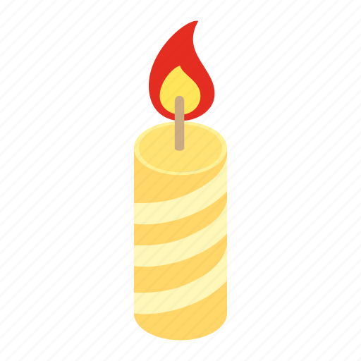 Candle, christmas, decoration, glowing, holiday, isometric, wax icon - Download on Iconfinder