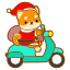 christmas, christmas eve, christmas decoration, shiba inu, holiday, scooter, transportation, santa claus, gift 