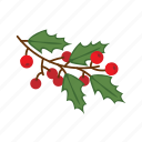 christmas, decorations, flat, icon, evergreen, foliage, red, brunch, winter