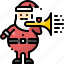 action, avatar, blow, claus, horn, santa, trumpeter 