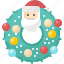 christmas, claus, decoration, ornament, santa, wreath, xmas 