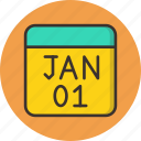 calendar, date, january, day, month, new year