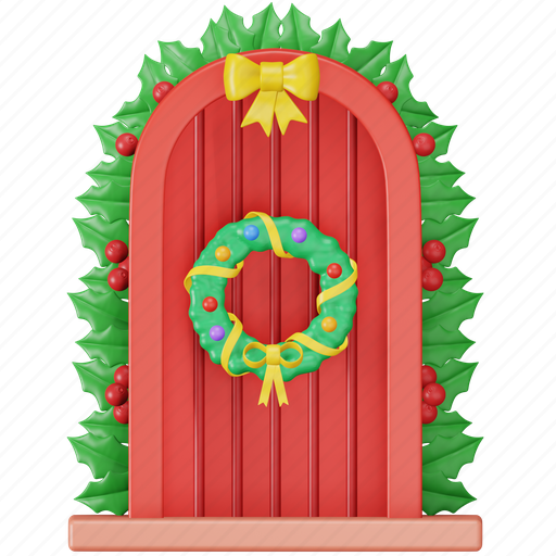 Christmas, door, decoration, celebration, bell, holiday, xmas 3D illustration - Download on Iconfinder