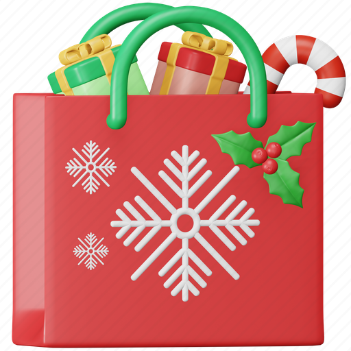 Christmas, shopping, bag, celebration, present, gift, xmas 3D illustration - Download on Iconfinder