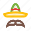 mexican, sombrero, mustache, mexican hat, moustache, mexico 