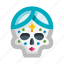 skull, painted, day of the dead, cinco de mayo, dead, head, halloween, mexico, woman 