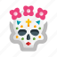 skull, painted, day of the dead, cinco de mayo, dead, head, halloween, mexico, woman 