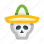 skull, sombrero, mexican hat, mexican, skeleton, day of the dead, mexico 