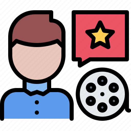 Review, viewer, man, film, star, cinema, movie icon - Download on Iconfinder