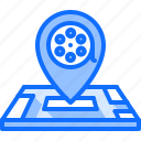 film, pin, location, map, cinema, movie