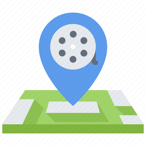 Film, pin, location, map, cinema, movie icon - Download on Iconfinder
