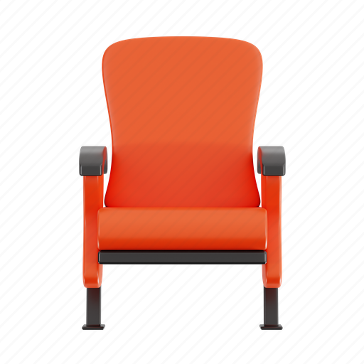 Cinema chair, theater, seat, entertainment, film, movie 3D illustration - Download on Iconfinder