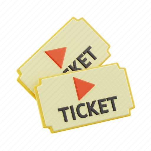 Movie ticket, cinema, film, theater, entertainment, ticket 3D illustration - Download on Iconfinder