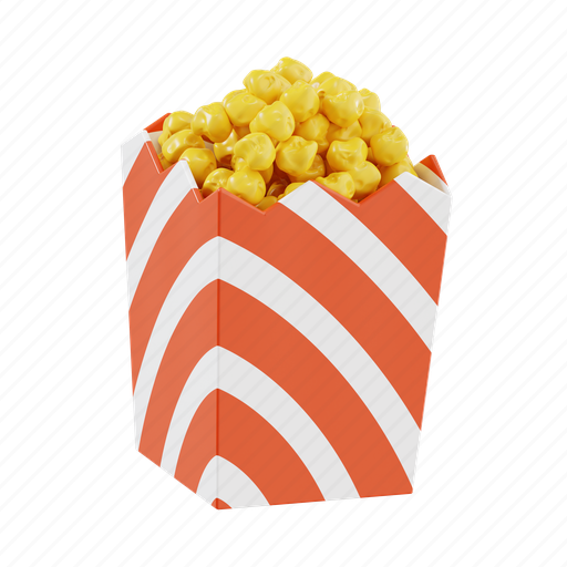 Popcorn, snack, food, cinema, movie, film 3D illustration - Download on Iconfinder