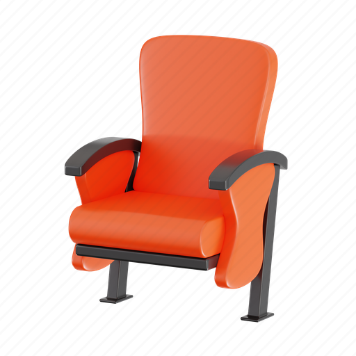 Cinema chair, theater, seat, entertainment, film, movie 3D illustration - Download on Iconfinder