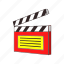 cartoon, clapperboard, cut, display, numbers, punch, sign 